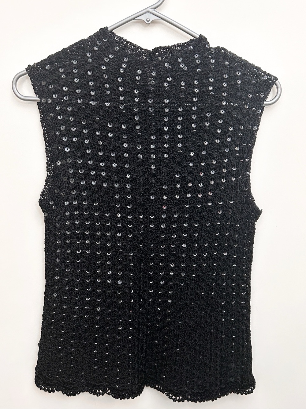 Vintage 90s Black Sequin Knit shell Top - elegant sleeveless top